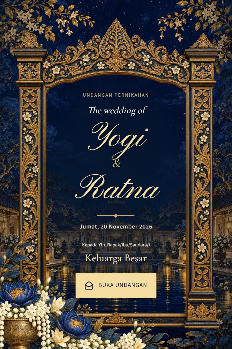 Pratinjau tema undangan digital Art Jawa Biru