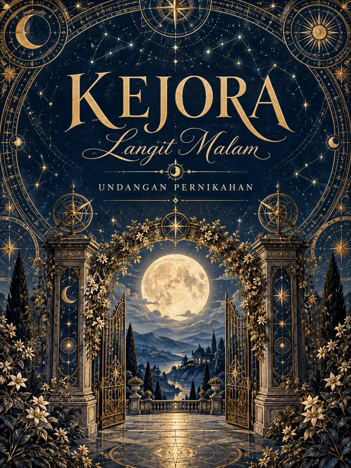 Pratinjau tema undangan digital Kejora — Langit Malam