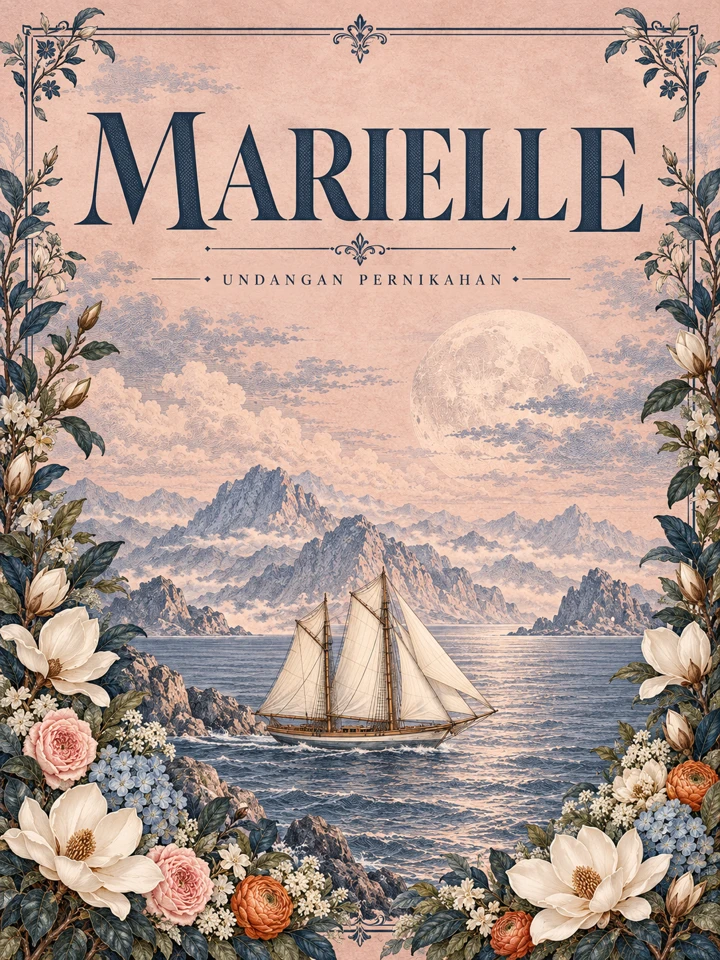 Pratinjau tema undangan digital Marielle