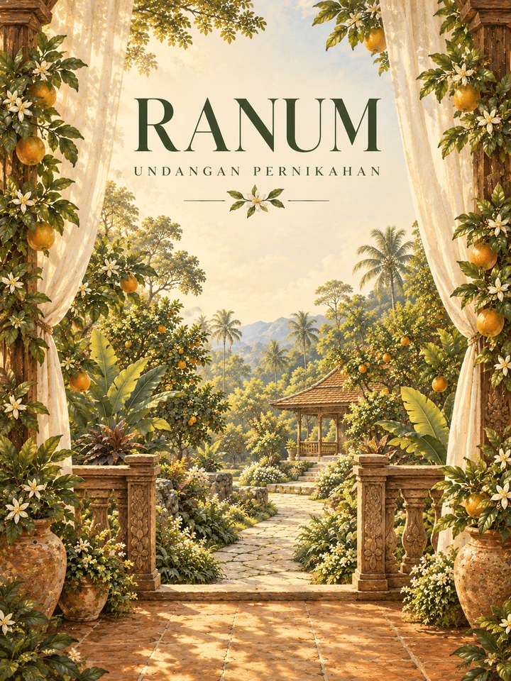Pratinjau tema undangan digital Ranum