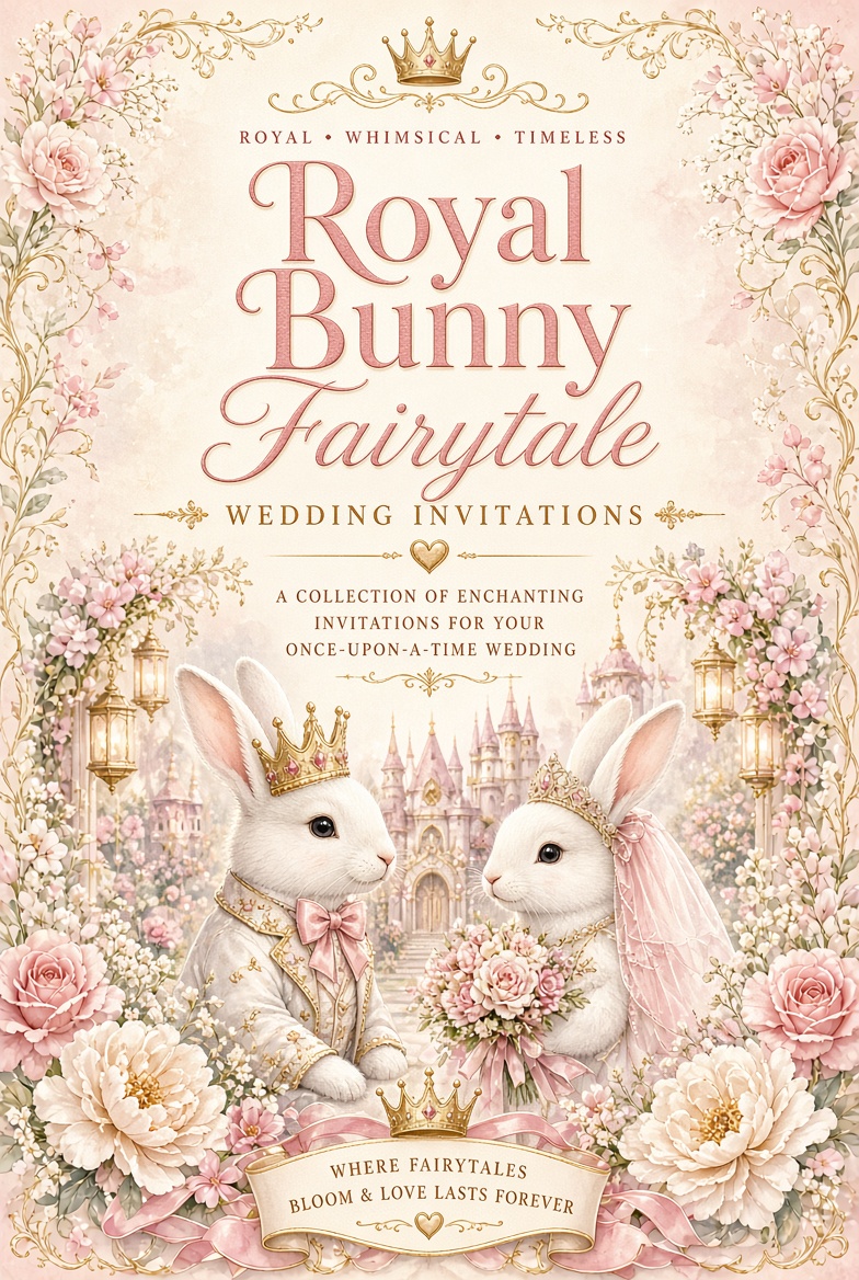 Pratinjau tema undangan digital Royal Bunny Fairytale